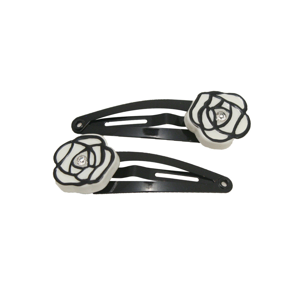 Mia® Snip Snaps® - White Roses with Black Trim - inspired by Chanel - designed by #MiaKaminski of #Mia® Beauty