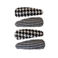 Mia® Baby Snip Snaps® with daisy - black and white houndstooth print - invented by #MiaKaminski of #MiaBeauty