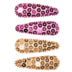 Mia® Beauty Snip Snaps® Sequins pink and light gold colors