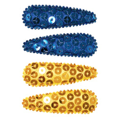 Mia® Beauty Snip Snaps® Sequins Royal Blue and Gold colors 4 pieces per pack
