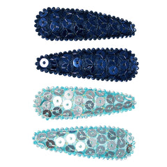 Mia® Beauty Snip Snaps® Sequins Navy Blue and Light Blue colors