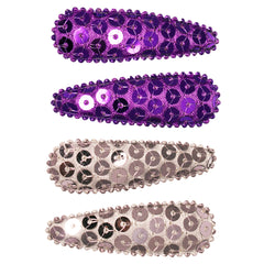 Mia® Beauty Snip Snaps® Sequins purple and silver colors