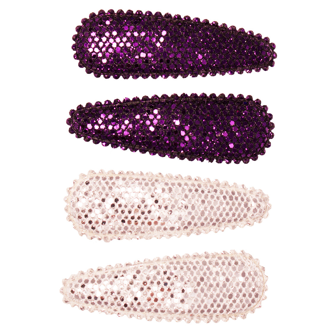 Mia® Spirit Snip Snaps® - metallic materials - 4 pieces - designed by #MiaKaminski of Mia Beauty - purple and silver colors
