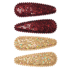 Mia® Spirit Snip Snaps® - metallic material - 4 pieces - designed by #MiaKaminski of Mia Beauty - maroon red and gold colors