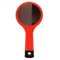 Mia® Happy Brush™ 2 in 1 detangling brush with a mirror on the back - orange color - back side with mirror shown - by #MiaKaminski of Mia Beauty