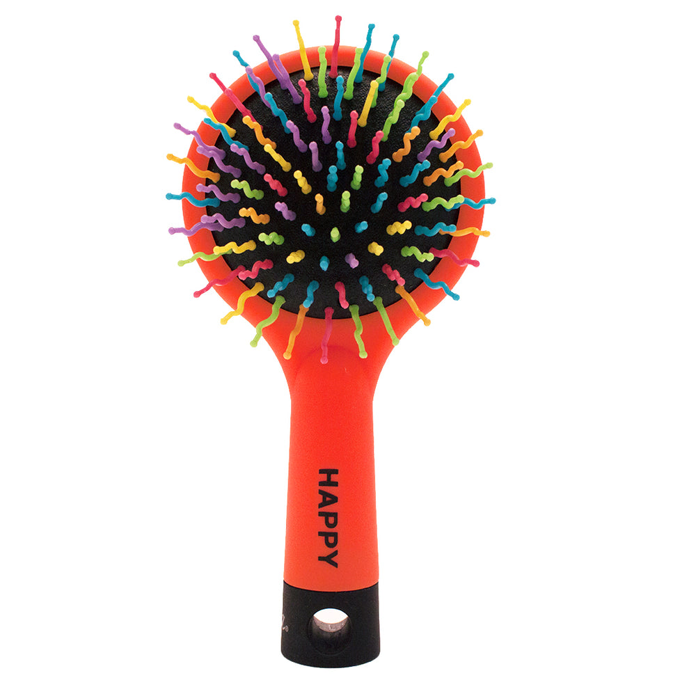 Mia® Happy Brush™ 2 in 1 detangling brush with a mirror on the back - orange color -  by #MiaKaminski of Mia Beauty