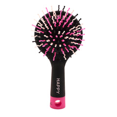 Mia® Happy Brush™ 2 in 1 detangling brush with a mirror on the back - black and pink color -  by #MiaKaminski of Mia Beauty