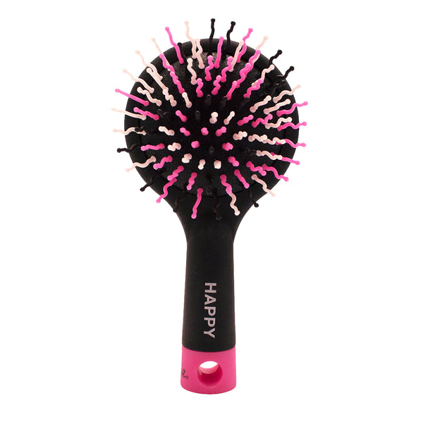 Mia® Happy Brush™ 2 in 1 detangling brush with a mirror on the back - black color -  by #MiaKaminski of Mia Beauty