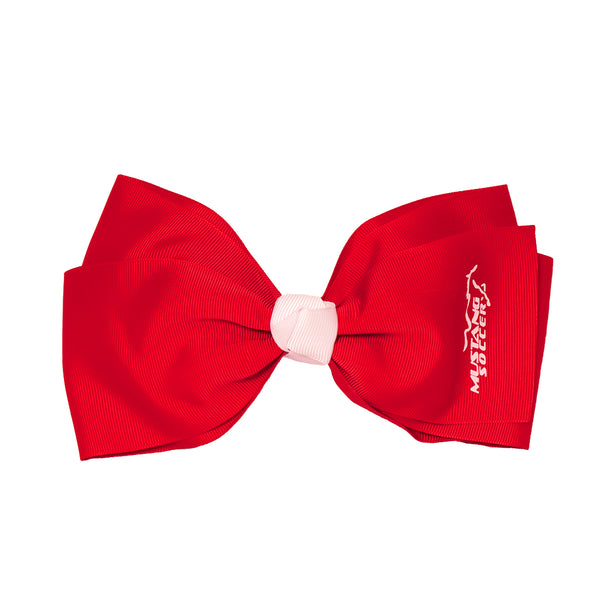 X-Large Grosgrain Bow Barrette With Contrast Center - Mustang Soccer