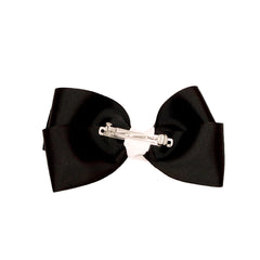 Mia® Spirit Grosgrain Ribbon Hair Bow Barrette with contrasted center color - hair accessory - large size - back side shown with auto-clasp barrette - designed by #MiaKaminski of Mia Beauty