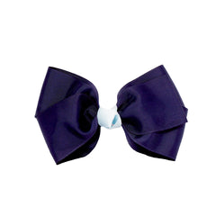 Mia® Spirit Grosgrain Ribbon Hair Bow Barrette Hair Accessory - large size - navy blue with light blue center - designed by #MiaKaminski of Mia Beauty