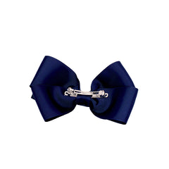 Mia® Spirit Grosgrain Ribbon Bow Barrette - large size - navy blue color - back of bow showing auto-clasp barrette - designed by #MiaKaminski of Mia Beauty