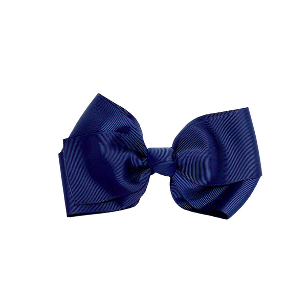 Large Grosgrain Bow Barrette - Navy Blue