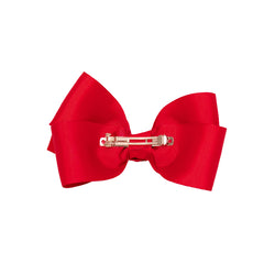 Mia® Spirit Grosgrain Ribbon Bow Barrette - large size - red color - back of bow showing auto-clasp barrette - designed by #MiaKaminski of Mia Beauty