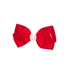 Mia® Spirit Large Hair Bow Barrette - hair accessory - red with white center - Mustang Soccer logo - by #MiaKaminski of Mia Beauty