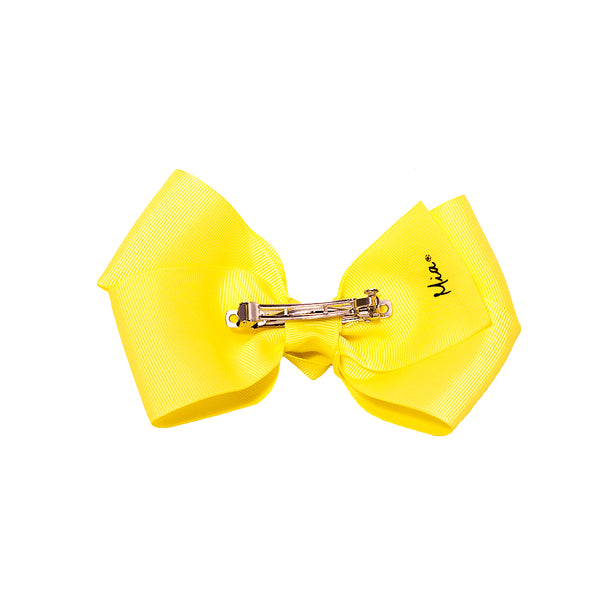 Mia® Spirit Bow Barrette - yellow color - back side shown with auto-clasp barrette - designed by #MiaKaminski of Mia Beauty