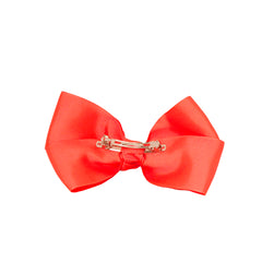 Mia® Spirit Grosgrain Ribbon Bow Barrette - large size - neon orange color - back of bow showing auto-clasp barrette - designed by #MiaKaminski of Mia Beauty