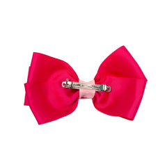 Mia® Spirit Grosgrain Ribbon Hair Bow Barrette with contrasted center color - hair accessory - large size - back side shown with auto-clasp barrette - designed by #MiaKaminski of Mia Beauty