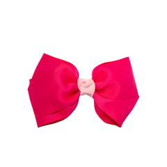Mia® Spirit Large Hair Bow Barrette with contrasted center color - hair accessory -  hot pink with light pink center - by #MiaKaminski of Mia Beauty