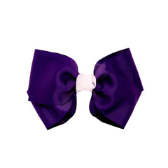 Mia® Spirit Grosgrain Ribbon Hair Bow Barrette with contrast center color- large size - hair accessory - dark purple with light purple center - designed by #MiaKaminski of Mia Beauty