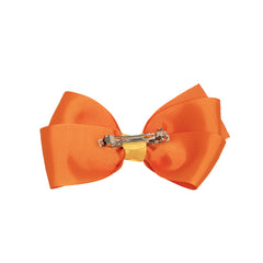 Mia® Spirit Large Hair Bow Barrette with contrasted center color - hair accessory - orange with yellow center - back side shown - by #MiaKaminski of Mia Beauty