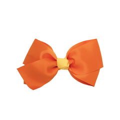 Mia® Spirit Grosgrain Ribbon Hair Bow Barrette with contrast center color - large size - orange with yellow center - designed by #MiaKaminski of Mia Beauty 