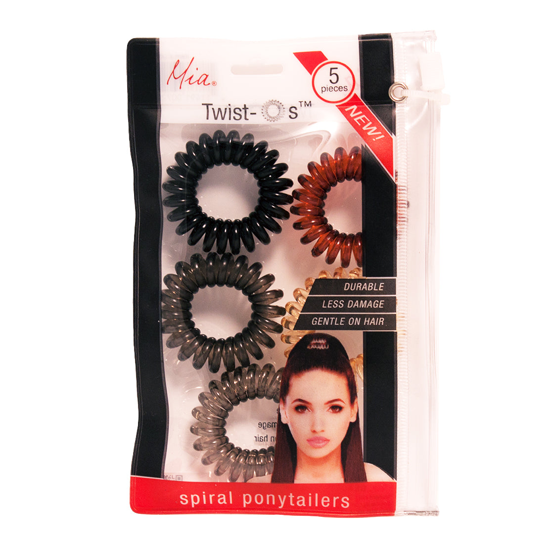 Mia® Twist Os - Natural Colors - spiral ponytail holders, telephone cord hair ties, coild hair ties, in zippered storage pouch - desgined by #MiaKaminski of Mia Beauty