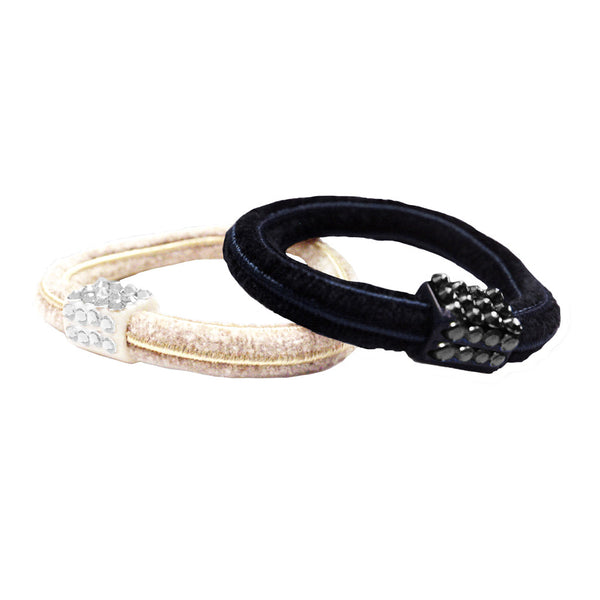 Rhinestone Elastics - Black + White