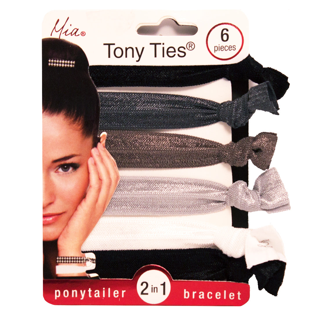 Mia® Tony Ties® basic knotted ribbon hair ties - black, gray, silver, black - #MiaBeauty #MiaKaminski  #hair #beauty #hairties