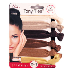 Mia® Tony Ties® basic knotted ribbon hair ties - cream, champagne, chocolate, brown, bronze, gold - Mia® Beauty #MiaKaminski
