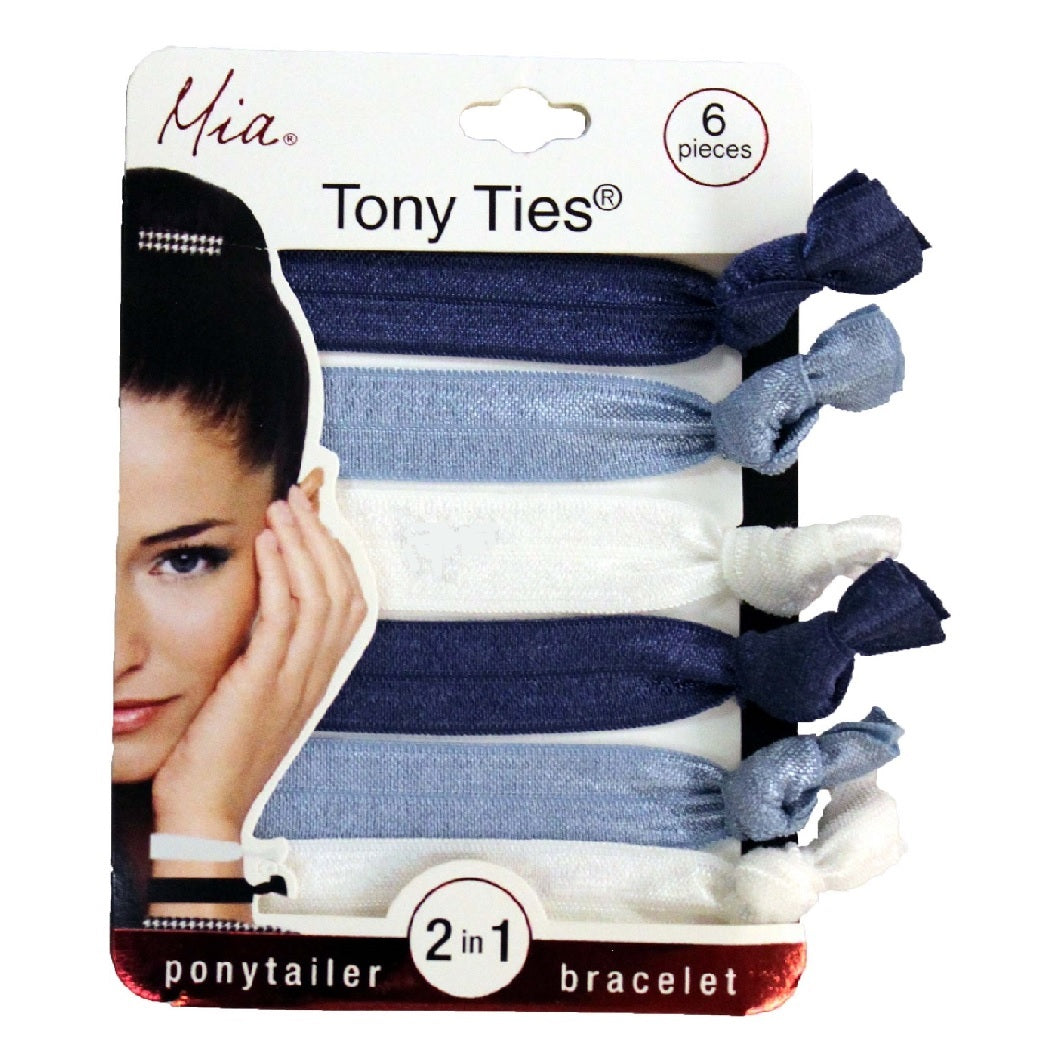 Mia Tony Ties® solids - navy blue, light blue, white - #MiaBeauty #Mia #beauty #hair #hairties #rubberbands