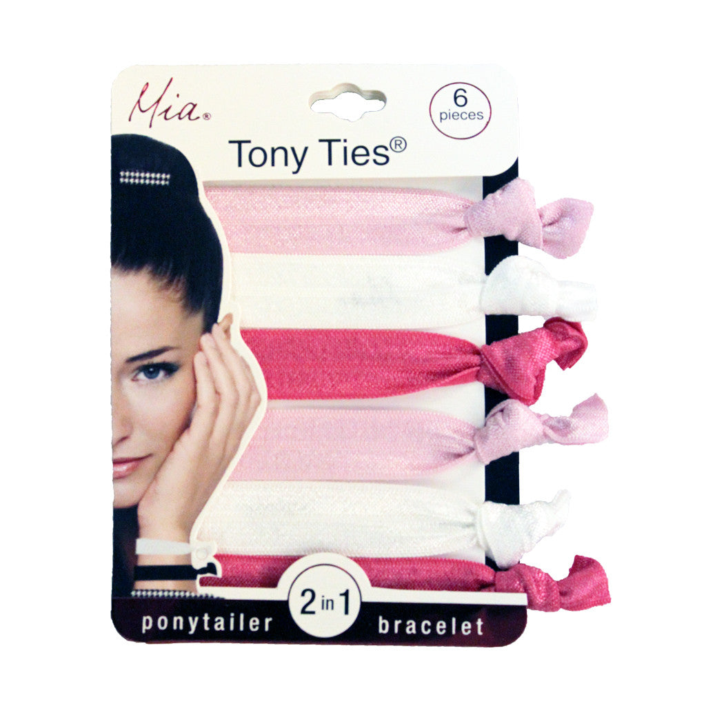 Mia® Tony Ties® Solid knotted ribbon hair ties - Hot Pink, Light Pink, White - Mia Beauty #MiaKaminski