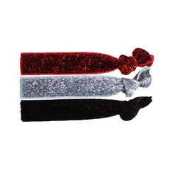 Mia Tony Ties® Glitter - hair ties - Red, Silver, Black - MIA® Beauty