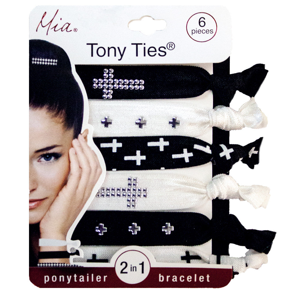 Mia® Tony Ties® Studs - Metallic Studded Crosses - Silver - #MiaBeauty #HairTies #beauty #hair
