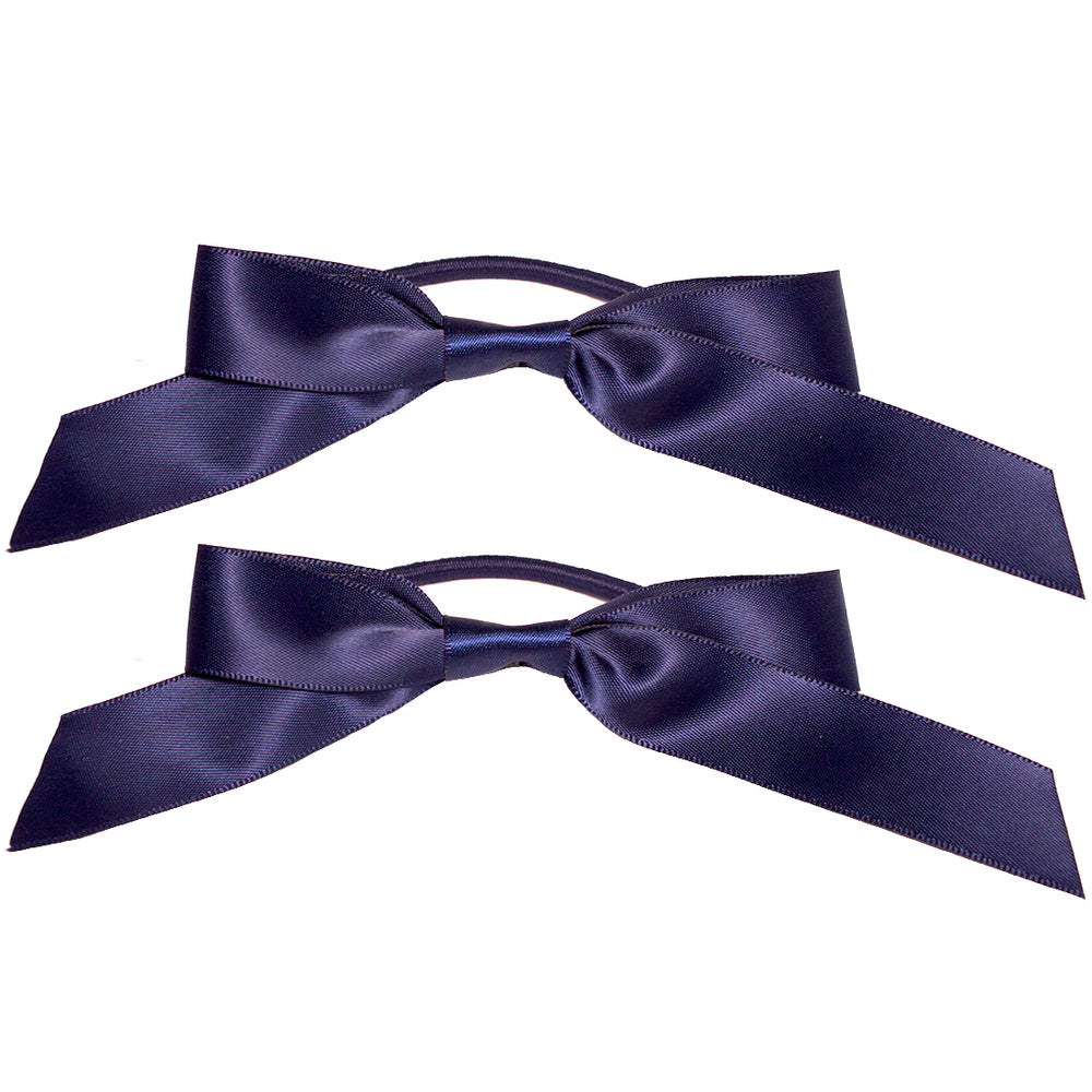 Mia® Spirit Satin Ribbon Bow Ponytailer Set - hair accessories - Navy blue color - designed by #MiaKaminski of Mia Beauty
