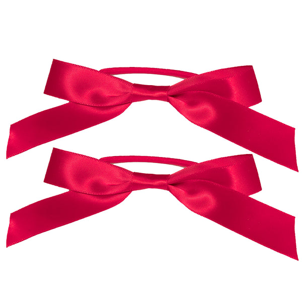 Satin Ribbon Bow Ponytailers - Maroon