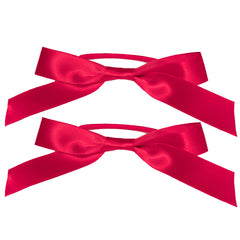 Satin Ribbon Bow Ponytailers - Purple