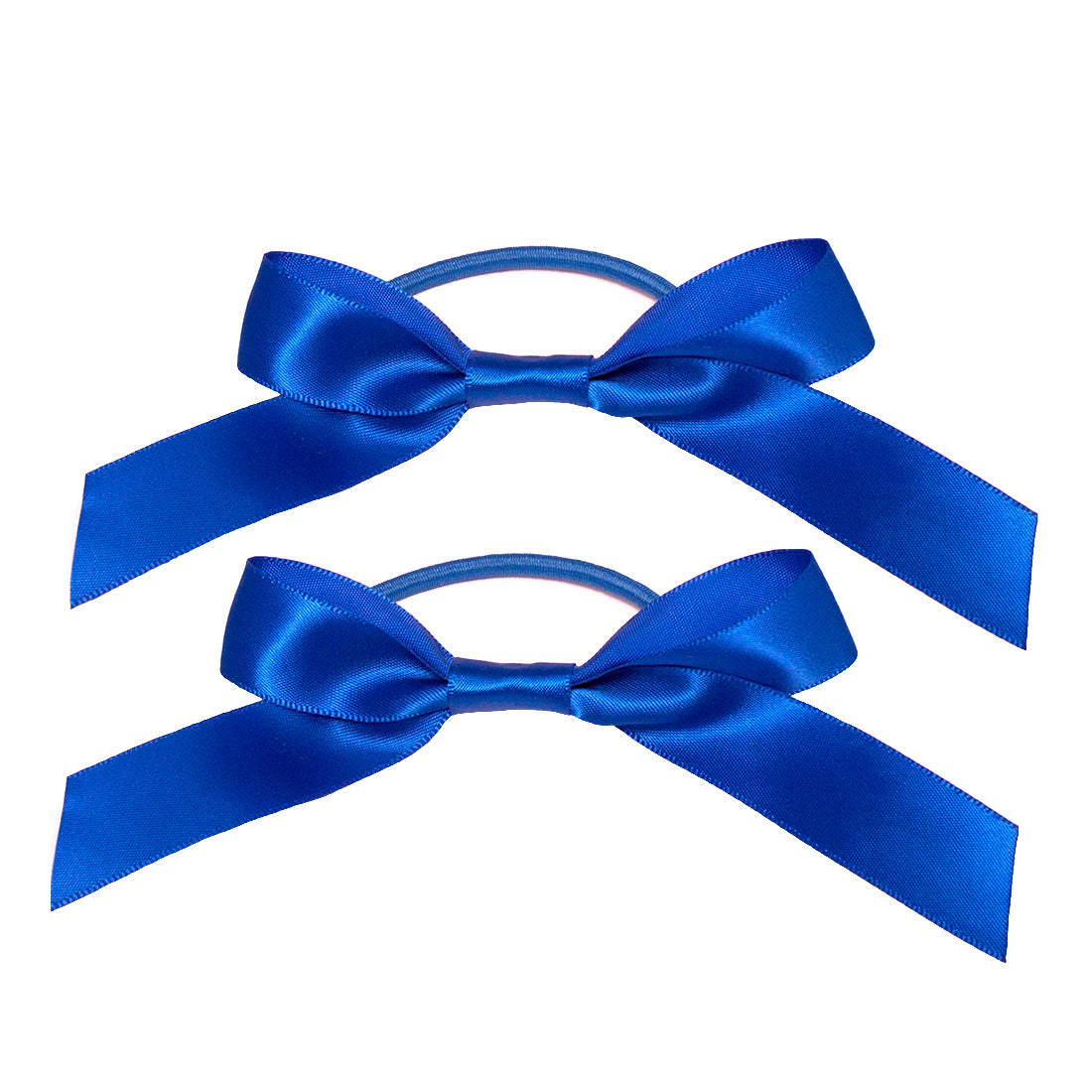 Satin Ribbon Bow Ponytailers - Royal Blue