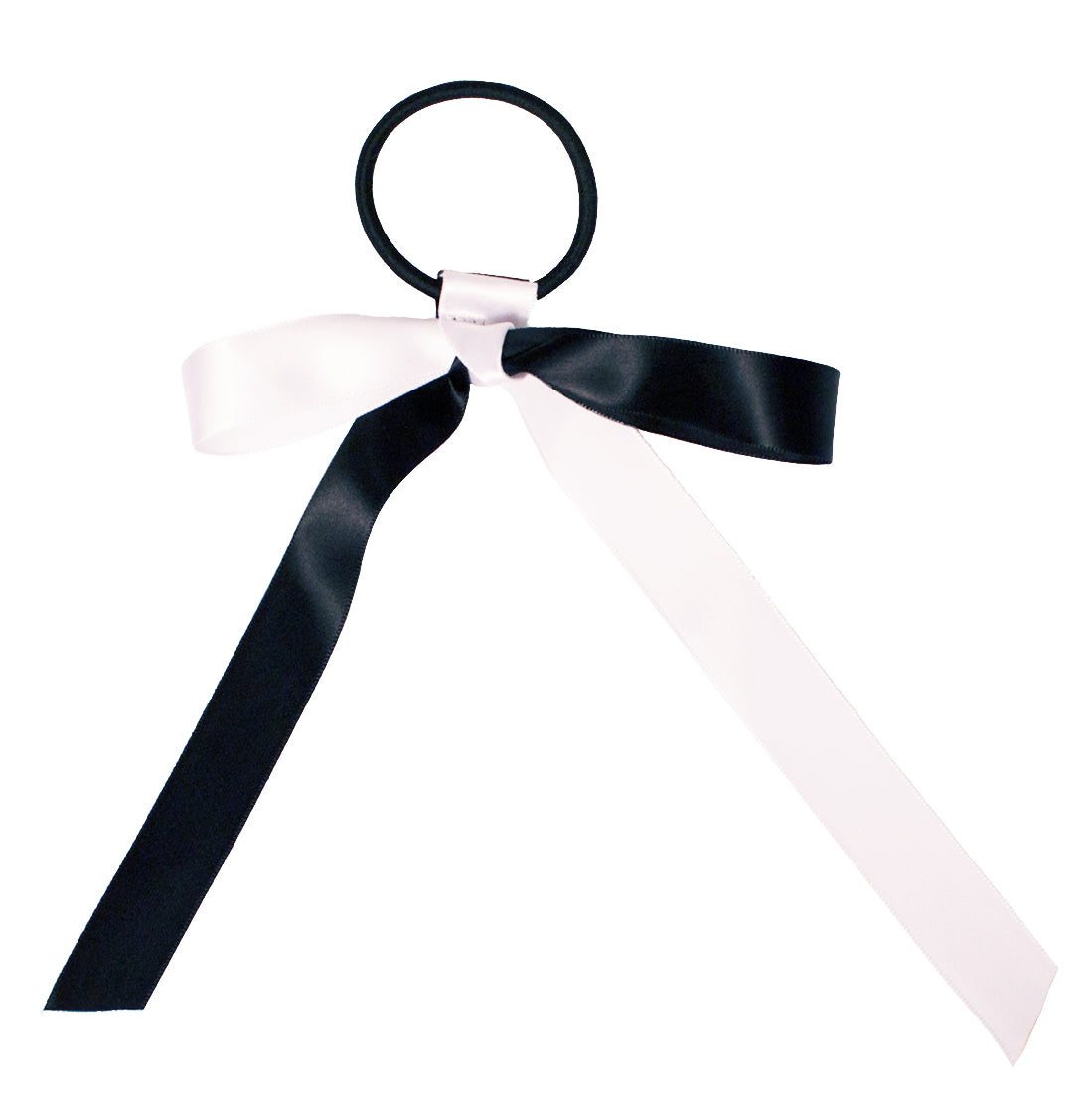 Mia Spirit Satin Ribbon Ponytailer - Black + White Pink/Light Pink