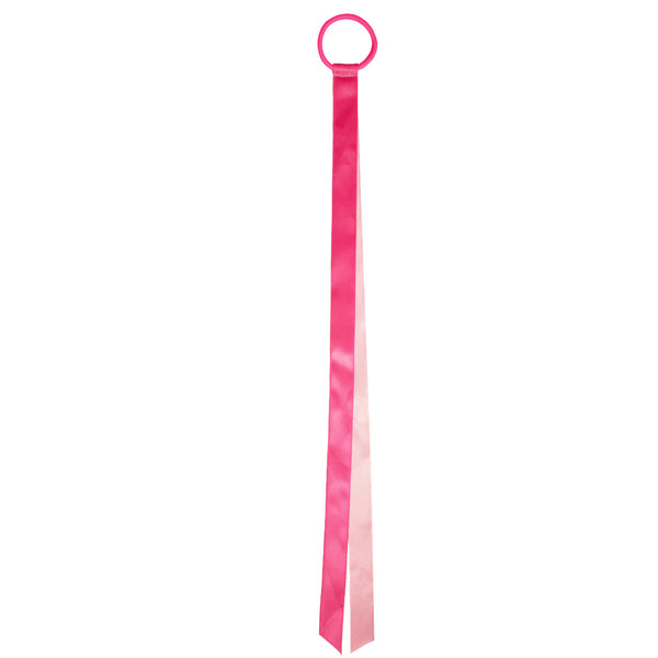 Satin Ribbon Ponytailer-  Hot Pink + Light Pink