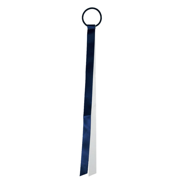 Satin Ribbon Ponytailer - Navy Blue + Light Blue