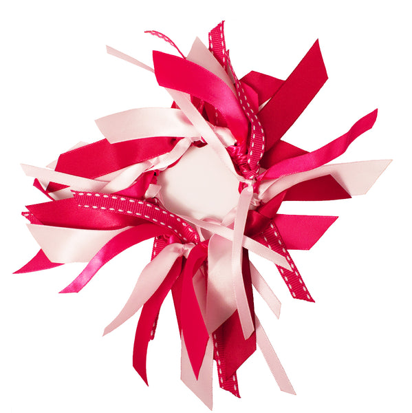 Ribbon Cluster Ponytailer - Hot Pink + Light Pink