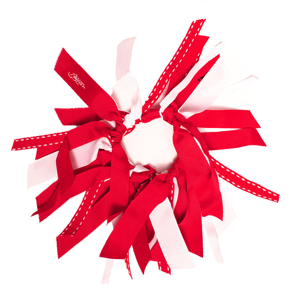 Ribbon Cluster Ponytailer - Red + White