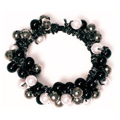 Mia® Beaded Ponytail wrap + bracelet - black and white - by #MiaKaminski of Mia Beauty #MiaKaminski #Mia #MiaBeauty #beauty #hair #HairAccessories #lovethis #love #life #woman #ponytails #hairties #hairrubberbands #haircoils #ponytailcuff
