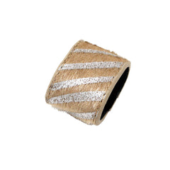 Mia®Tony Pony® - leather ponytail cuff - silver and beige - designed by #MiaKaminski CEO of Mia® Beauty