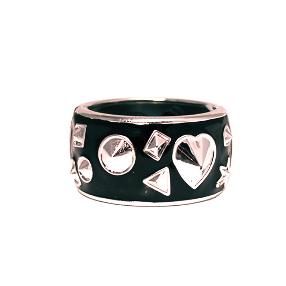 Mia® Tony Pony Ponytail Cuff - black and silver studs and hearts - designed by #MiaKaminski of Mia Beauty