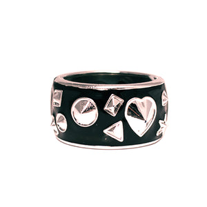 Mia® Tony Pony Ponytail Cuff - black and silver studs and hearts - designed by #MiaKaminski of Mia Beauty