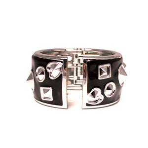 Mia® Tony Pony Ponytail Cuff - black and silver studs and hearts - spring closure - designed by #MiaKaminski of Mia Beauty