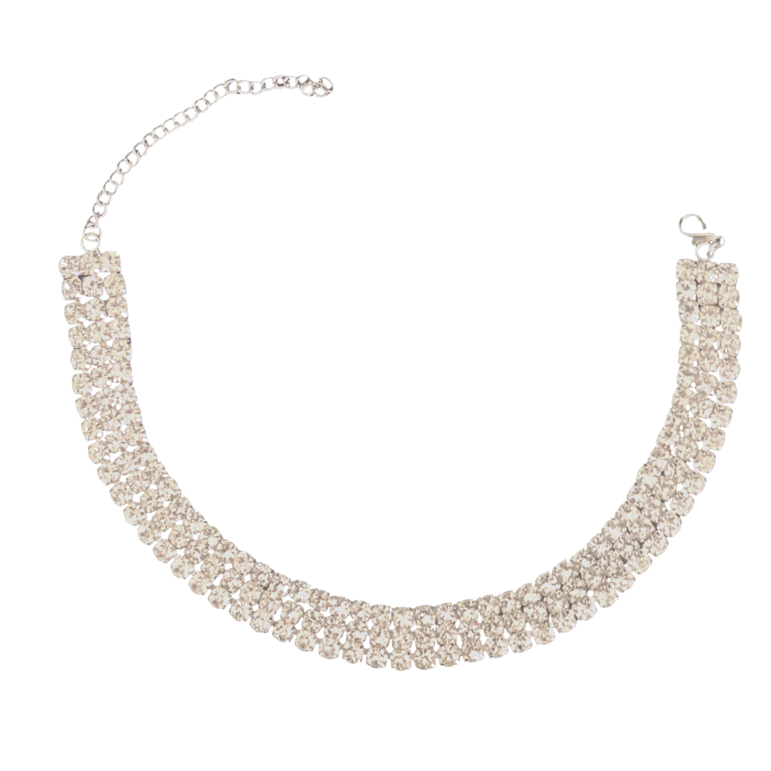 Rhinestone Choker-White Crystal Choker Necklace for Women