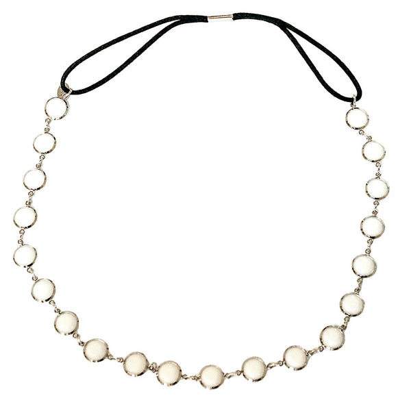 Mia® Metal Chain Headwrap - slver metal with white sones - by #MiaBeauty #Mia #beauty #hairaccessories #headbands